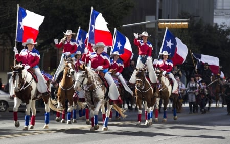 Texas Parade - fun, female, boots, fashion, freedom, hats, western, cowgirls, style, Texas, parades, women, veterans, models, girls, horses, flags, america