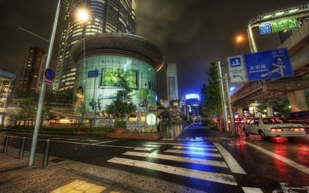 Tokyo - japan, tokyo, rain, crossroad, city, night, japanese