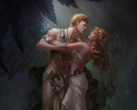 Lovers - woman, art, fantasy, man