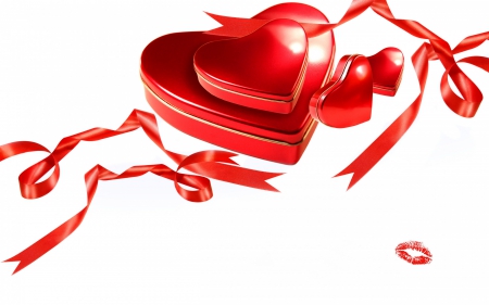 Happy Valentine's Day! - white, red, ribbon, valentine, heart