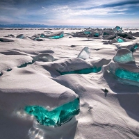 Emerald Ice on Baikal Lake, Russia