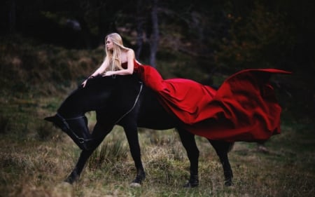 Beauty - horse, animal, woman, model