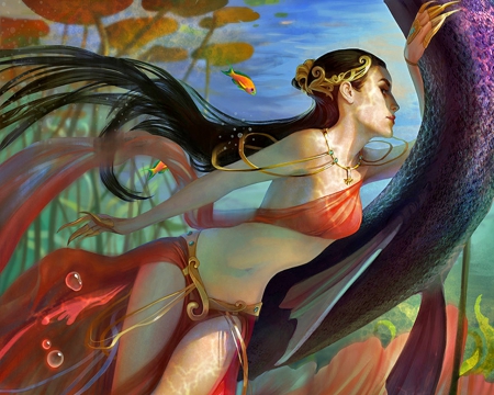 Shallow Seas - fantasy, mermaid, magic, ocean, fish