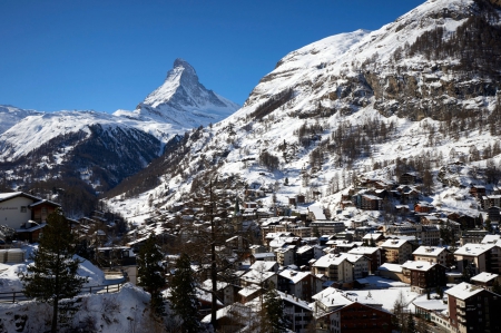 Alpine Village - zermatt, alpine, village, matterhorn, snow