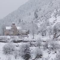 Church on snowy mountain