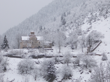 Church on snowy mountain - winter, snowy, snow, on, church, mountain, nature, landscapes, seasons