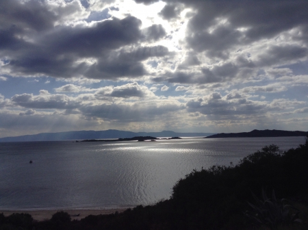 A cloudy day - season, sky, water, winter, cloudy day, greece, nature, view, clouds, from, land, sea