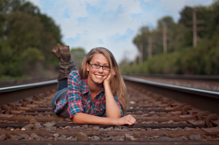 Steel Rails - tracks, boots, cowgirl, jeans