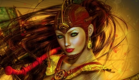 Fantasy Girl - woman, girl, warrior, fantasy, cg, face, art, beautiful, digital