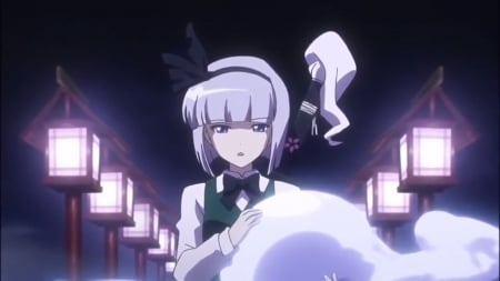 Welcome 2 Netherworld - beauty, nice, konpaku youmu, female, creepy, silve hair, eerie, anime girl, gloom, spirit, touhou, pretty, lantern, anime, lamp, scene, creep, gloomy, girl, night, lovely, beautiful, sweet