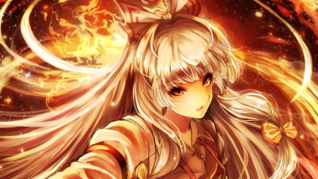 Beautiful Chaos - fire, flames, touhou, fujiwara no mokou, anime, anime girl