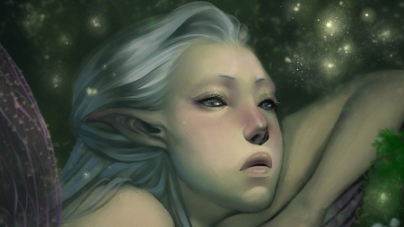 Fairy - face, fantasy, magical, elf, fairy, girl, art