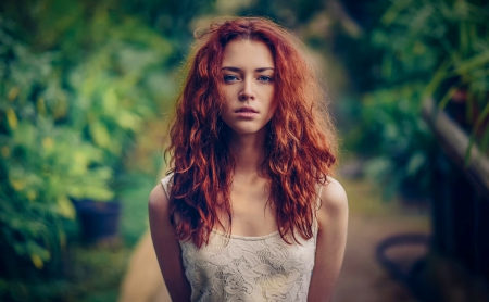 Redhead Beauty - women, female, people, ginger, portrait, girl, curly hair, beauty, girls, redhead, SkyPhoenixX1, woman, model, curls