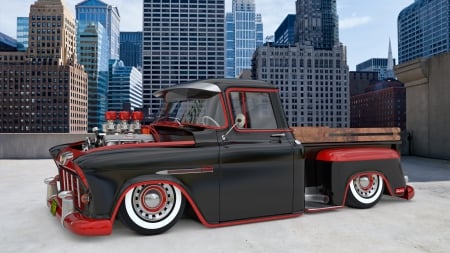 1955 Chevrolet - lowered, chevy, pickup, truck