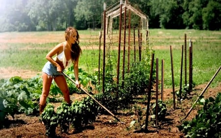 Cowgirl Gardening - style, girls, western, women, models, ranch, cowgirls, garden, brunettes, fun, female, boots, fashion