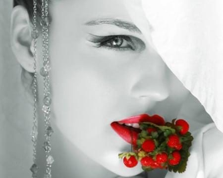 The Look - woman, white, face, lips, red