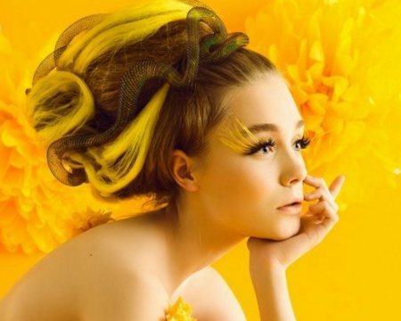 Pretty Girl - face, yellow, woman, model