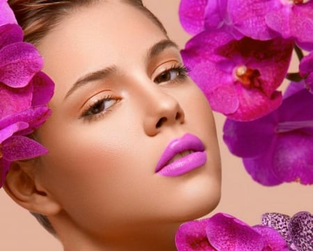 Pretty Face - flowers, face, pink, woman