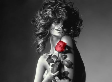 ~ ༺ ❀ ༻ ~ - rose, hairs, red, woman