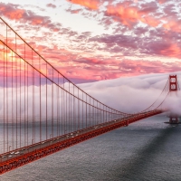 Sunset Clouds and Fog over Golden Gate Bridge