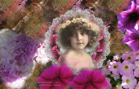 Vintage Collage - flowers, girls, child, vintage