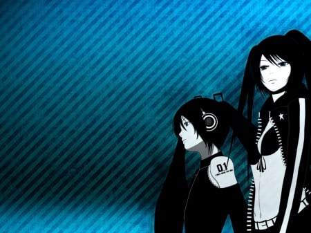 Vocaloid - girls, cute, sad, blac