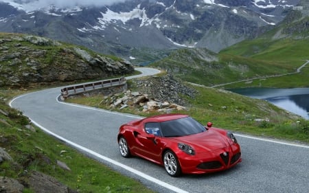 Alfa Romeo Mountain Drive - alfa romeo, sports, car, road, super, mountain