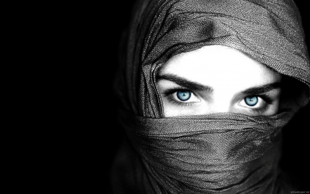 Woman - eyes - woman, scarf, eyes