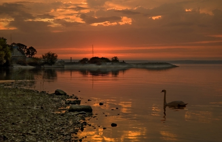 Sunset - sea, sunset, beach, beautiful