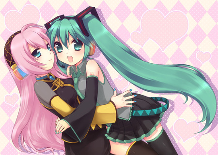 Miku and Luka - luka, miku, anime girl, vocaloid