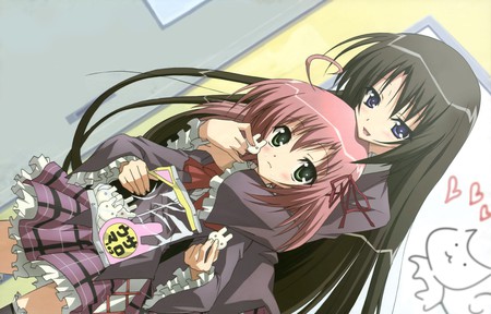 Chizuru and Kurimu - school uniform, kurimu, seitokai no ichizon, anime girl, chizuru, school girl