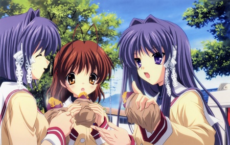 eating - nagisa, anime, the anime, clannad