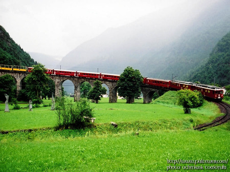 Train Tracks - train, mountains, bridge, train track