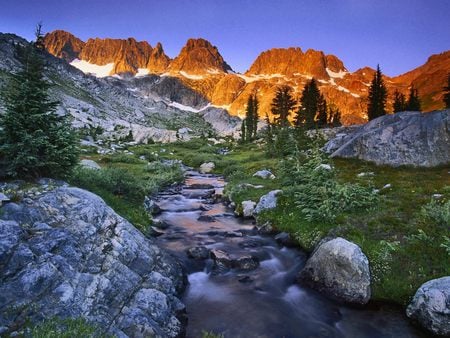 Minaret Morning Above Lake Ediza Ansel Adams Wilderness California - landscape, lake, nature