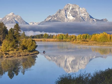 Oxbow Canoe Oxbow Bend Grand Teton National Park Wyoming - landscap, lake, nature