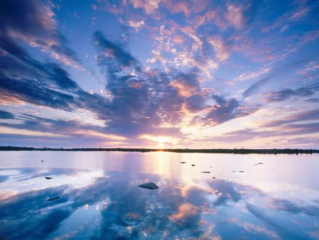 Sunset Skies Tundra Lake Churchill Manitoba Canada - sunsets, sky, nature