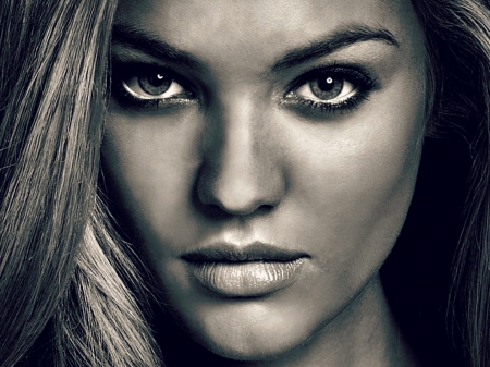 Candice Swanepoel - face, white, black, model, woman, candice swanepoel