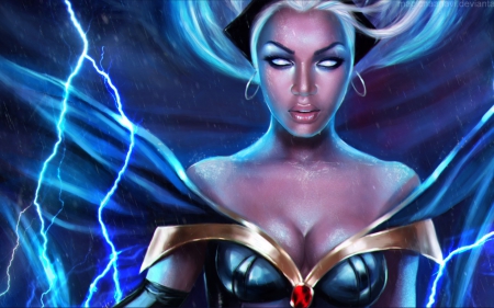 Storm - ororo monroe, x-men, fantasy, storm, girl, blue