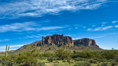 Superstition Mountains - 1600x900, arizona, blue sky, background