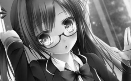 Sweet Girl with hair up - anime, nice, cute, glasses