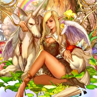 ELF GIRL with UNICORN