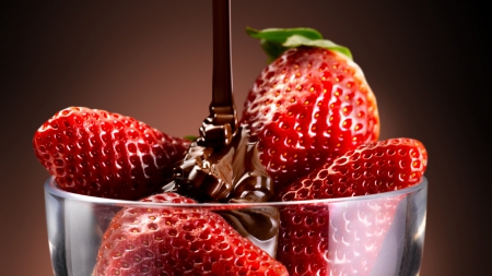 Strawberries - dessert, red, berries, sweet, leaves