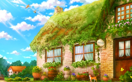 Beautiful House - sky, art, house, draw