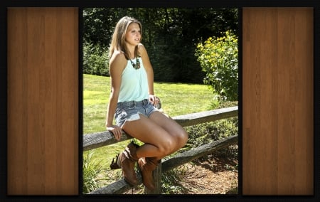 Window View - style, girls, western, women, models, fences, ranch, cowgirls, fun, female, boots, blondes, fashion