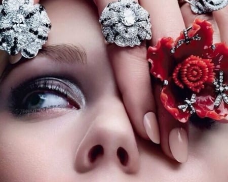 Fashion - woman, eye, ring, model