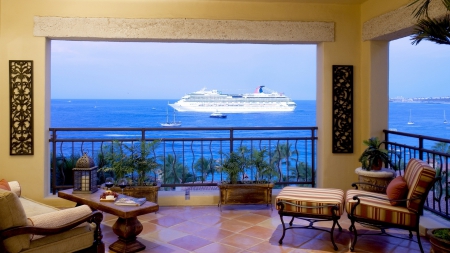 Beautiful View from Terrace - beautiful view, view, photography, terrace, cruise ship, ocean