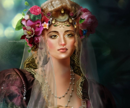 PrincesseGreen - woman, photomanipulation, princess, lady, fantasy, creative pre-made, model, love four seasons, weird things people wear, beautiful, digital art, colors