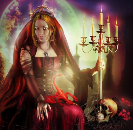 Witches of the pentagram - witch, lady, fantasy, art