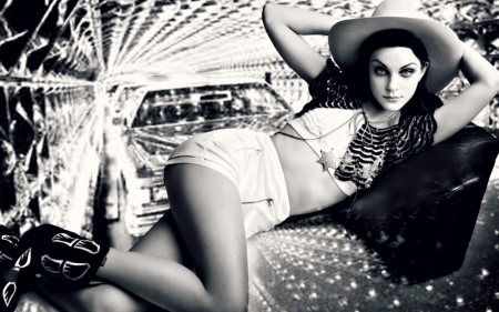 Jessica Stam - hat, cowgirl, black, white, woman, model, girl, Jessica Stam