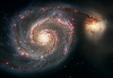 The Whirlpool galaxy - dust, spirals, stars, gas